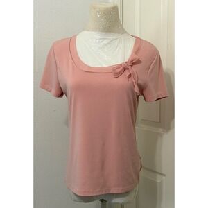 B.I.Y.A.Y.C.D.A. Women's sz‎ M Career Pink Bow Accent Scoop Neck Blouse Feminine